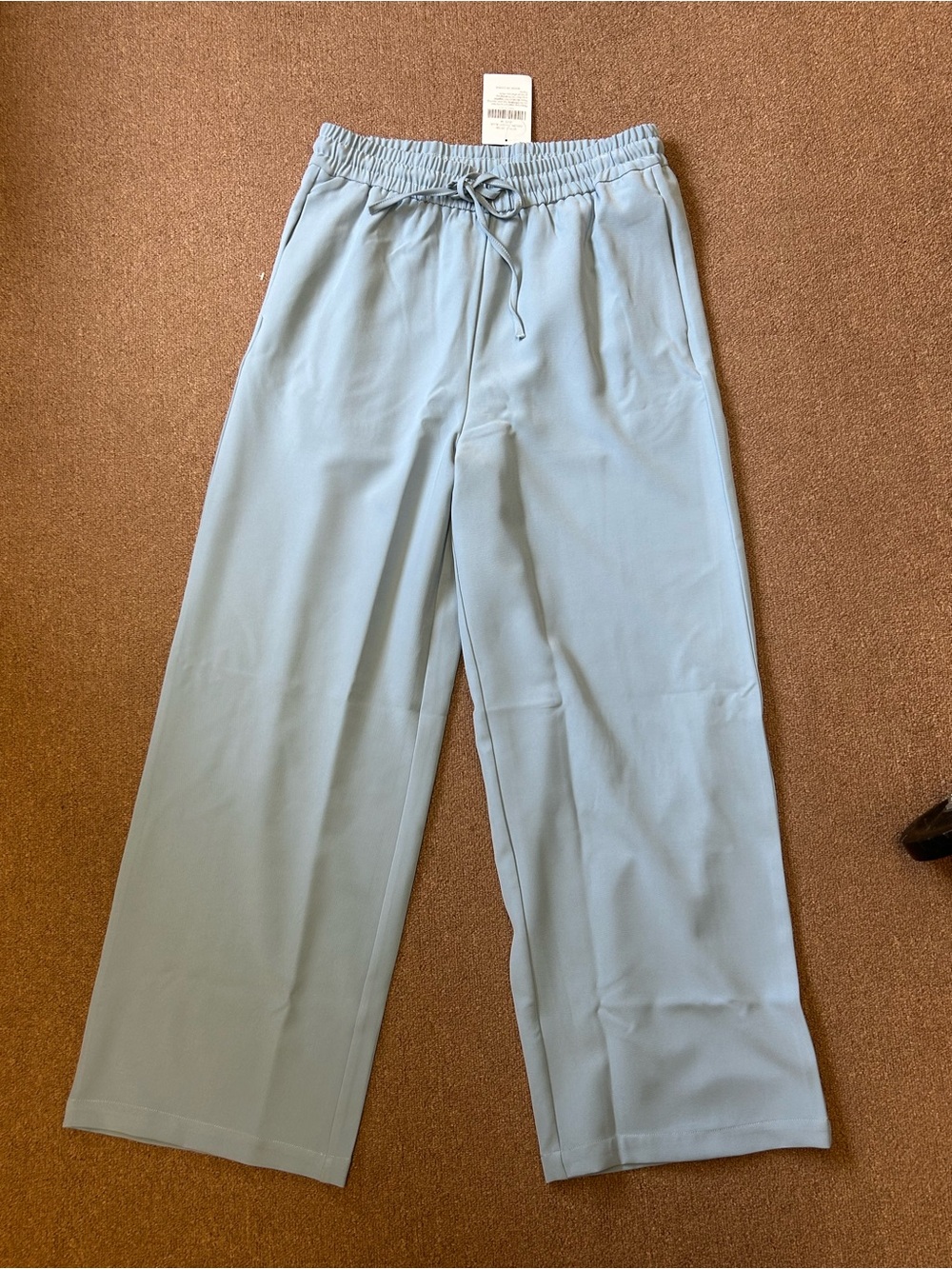 Women's Light Blue Wide-Leg Drawstring Trousers